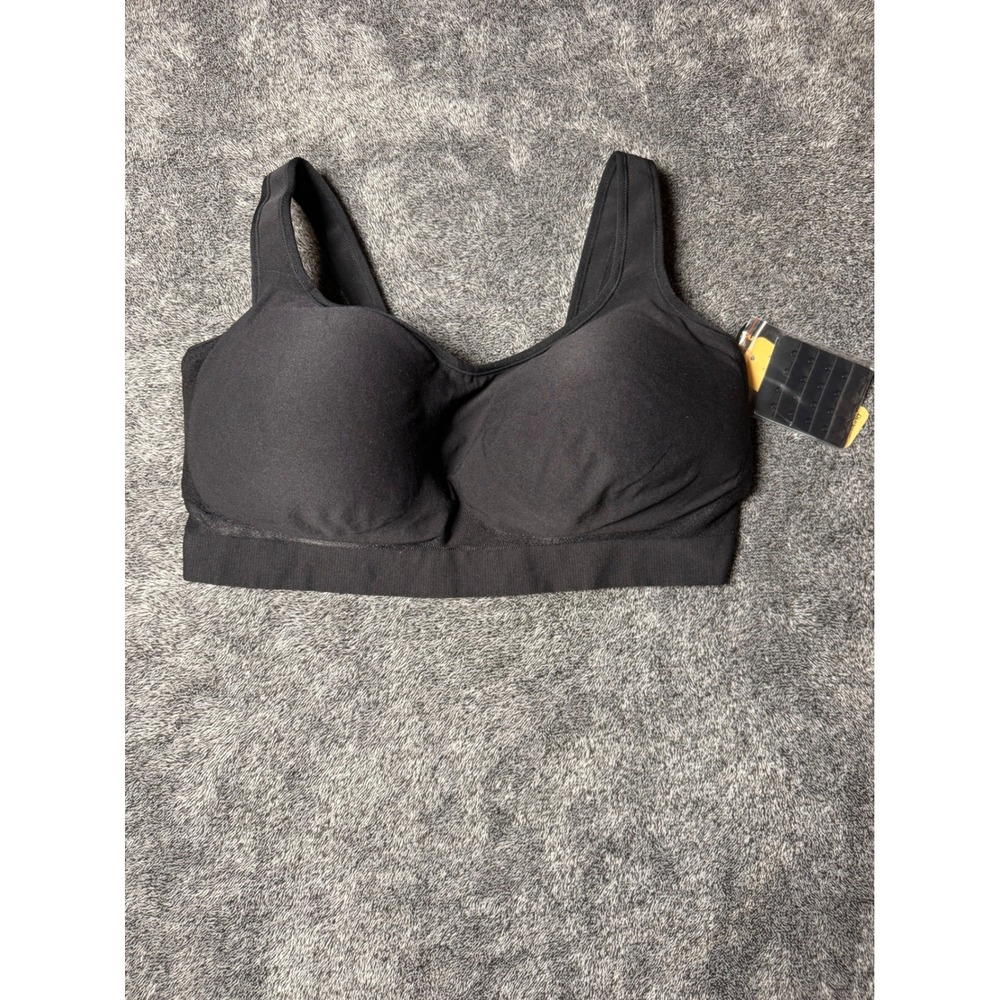 Truekind Daily Comfort Wirefree Shaper Bra Black 4XL Plus Size NWT with Extender